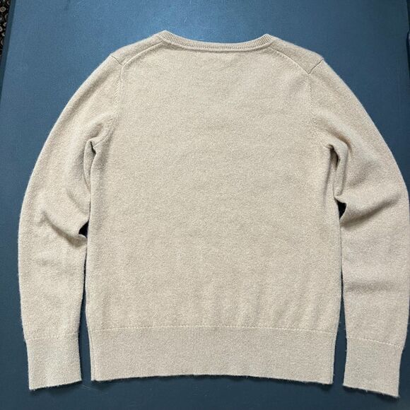 Quince Womens 100% Cashmere Sweater Tan Long Sleeve V-neck Small EUC - Picture 3 of 7